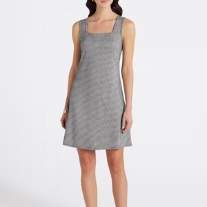 Gilli Black and White Houndstooth Sleeveless Square-Neck Dress